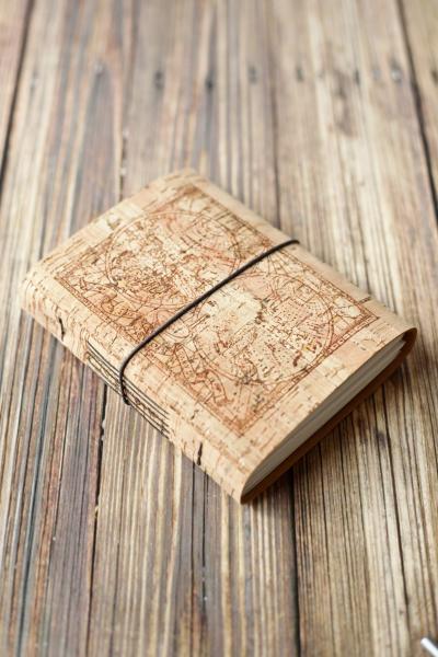 Cork Journal with Map, Rustic Travel Journal picture