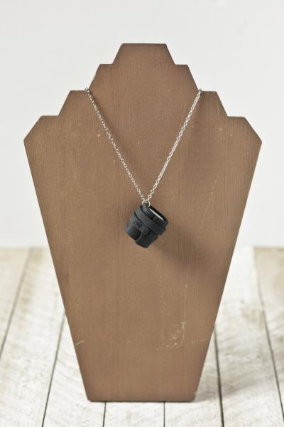 Black Mini Leather Book Necklace picture