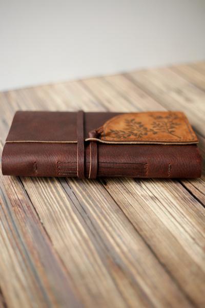 Large Leather Journal Sketchbook with Blueberry Plant Print picture