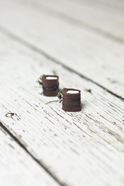 Brown Mini Leather Journal Earrings picture