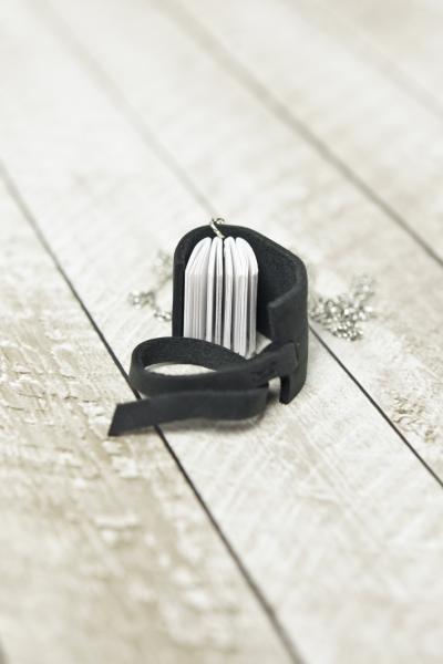 Black Mini Leather Book Necklace picture