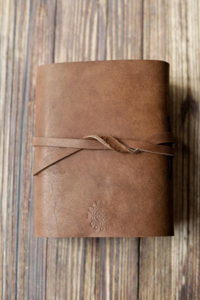 Leather Leaf Print Journal / Brown Leather Sketchbook picture