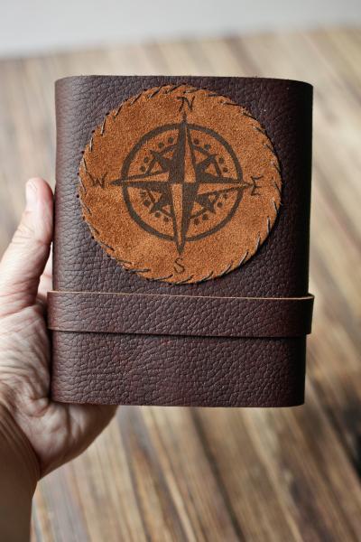 Leather Travel Journal - Compass Rose Sketchbook picture