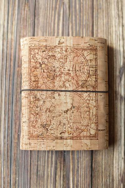 Cork Journal with Map, Rustic Travel Journal picture