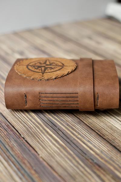 Leather Journal with Compass Design / Blank Cabin Guestbook picture