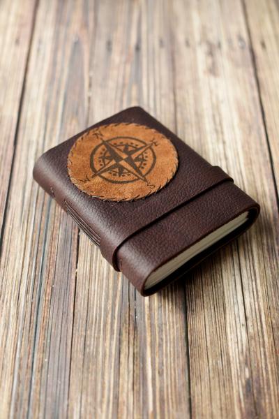 Leather Travel Journal - Compass Rose Sketchbook