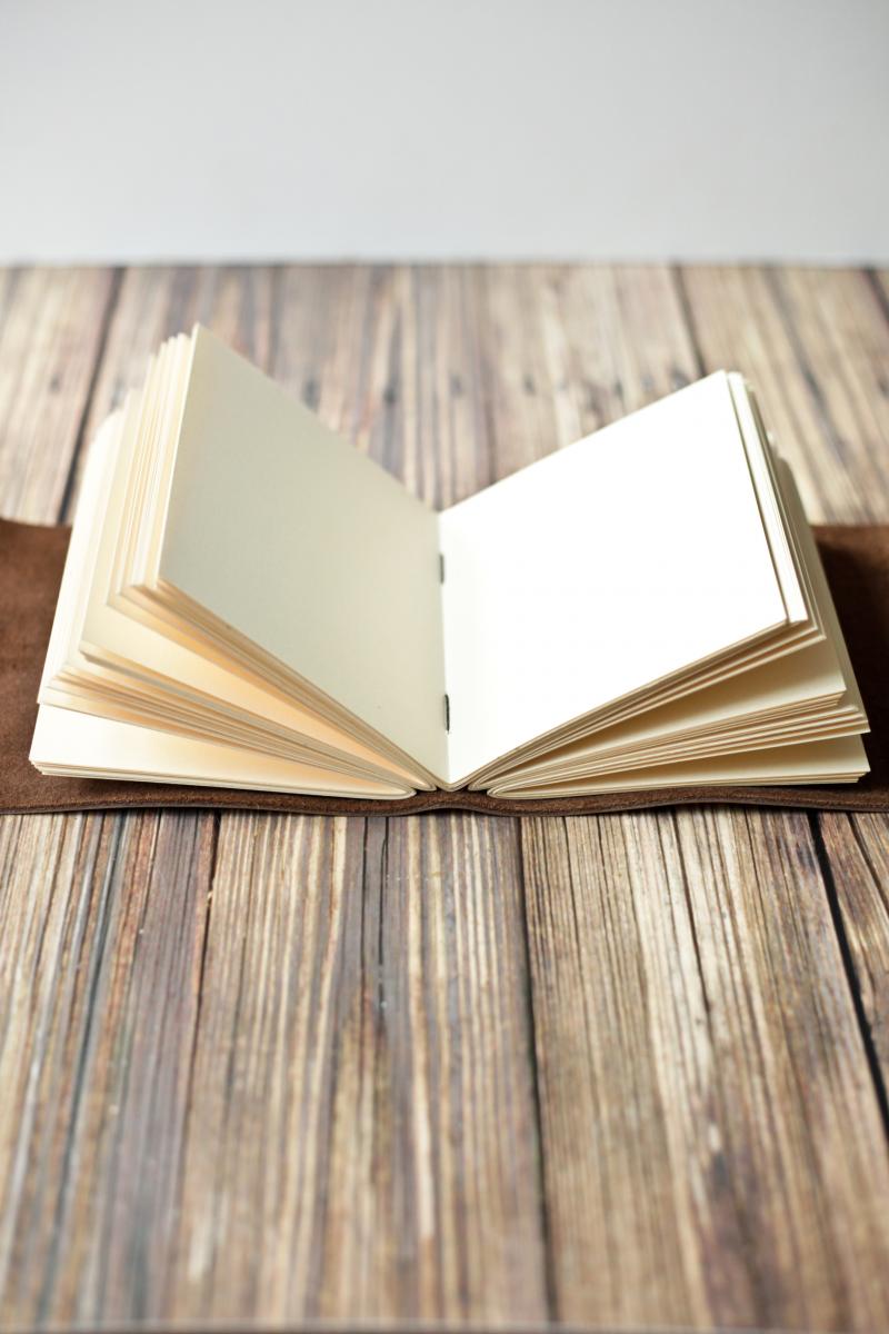 Leather Journal with Compass Design / Blank Cabin Guestbook picture