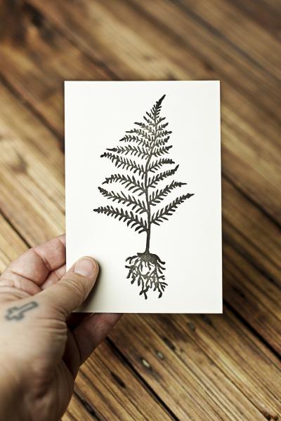 Fern Print 4x6 / Unframed Botanical Linocut Print picture