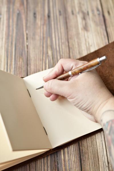 Leather Leaf Print Journal / Brown Leather Sketchbook picture