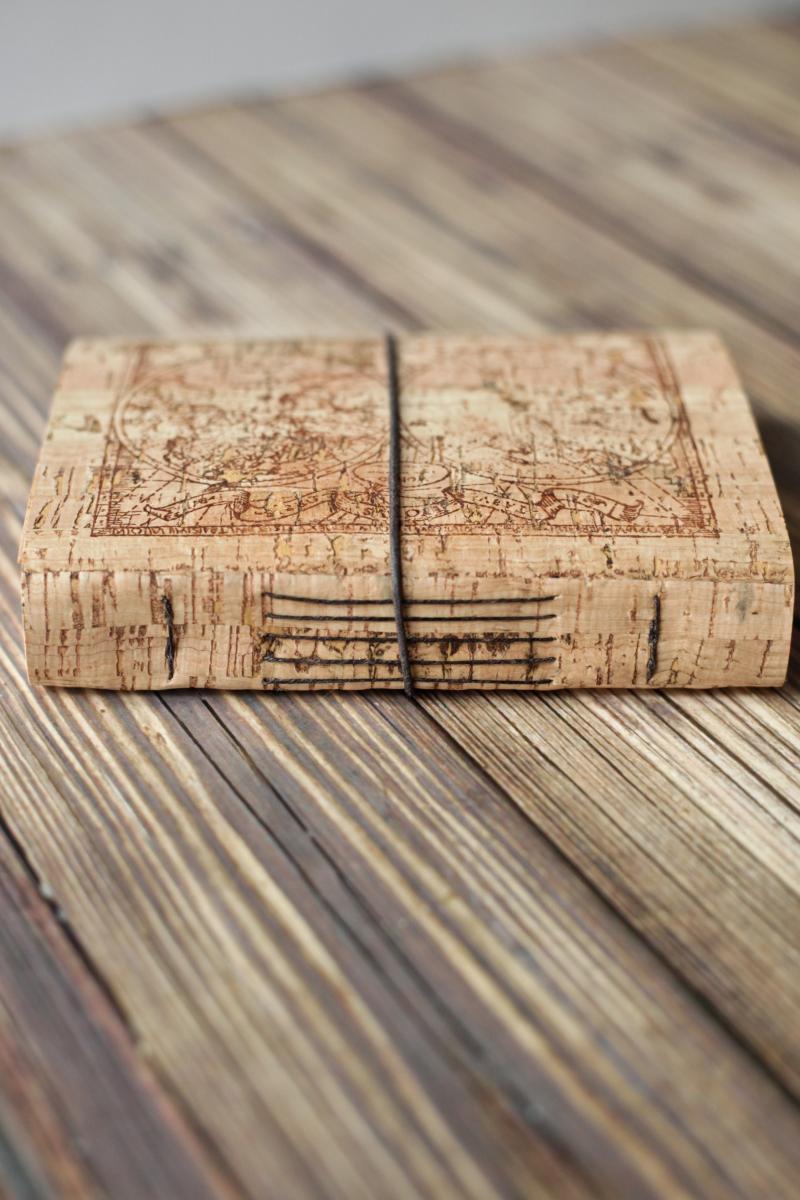 Cork Journal with Map, Rustic Travel Journal picture