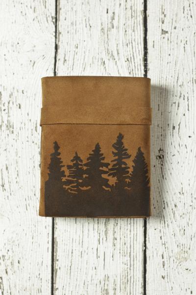 Leather Journal with Pine Trees / Travel Sketchbook picture