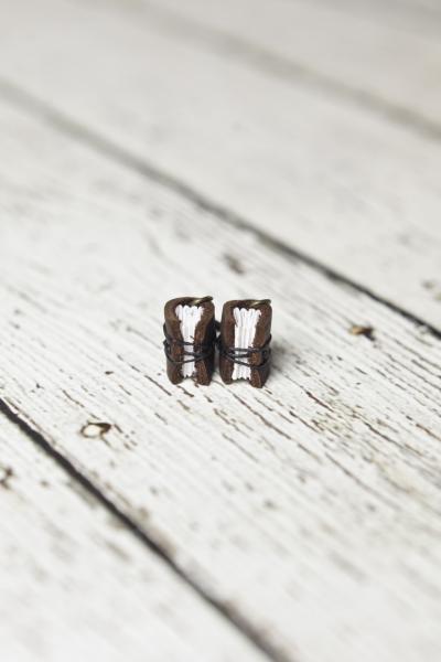 Brown Mini Leather Journal Earrings picture