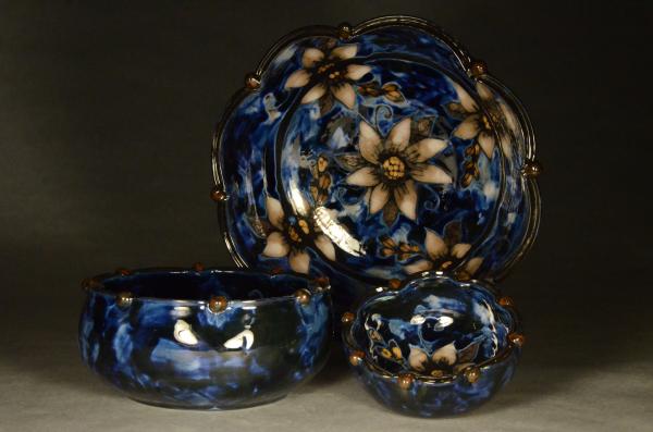 Blue Flower Nesting Bowls Set