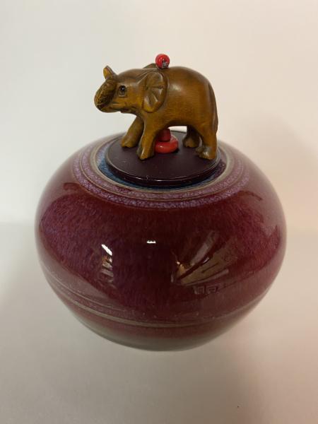 Elephant on Red Jar