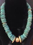 Afghanistan Turquoise and African Brass Necklace