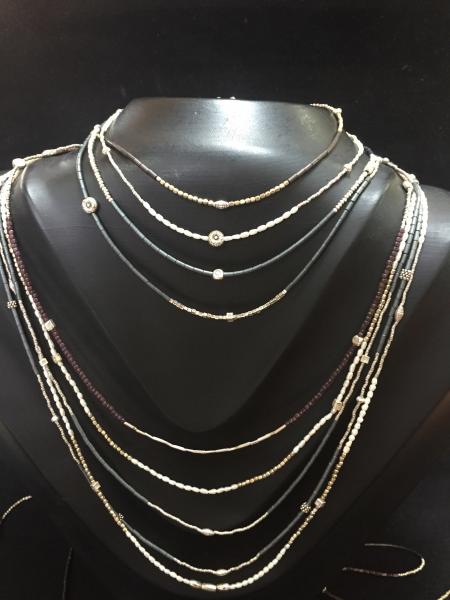 7 Delicate Hematite and Silver Necklaces with Rhodium picture