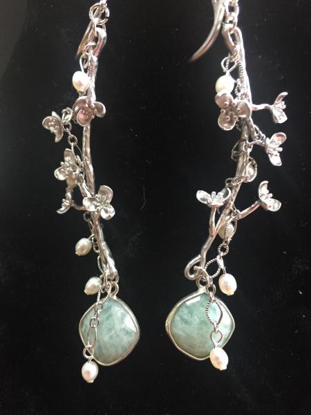 Cherry Blossom with Amazonite Drop Earring picture