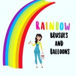 Rainbow brushes and balloons