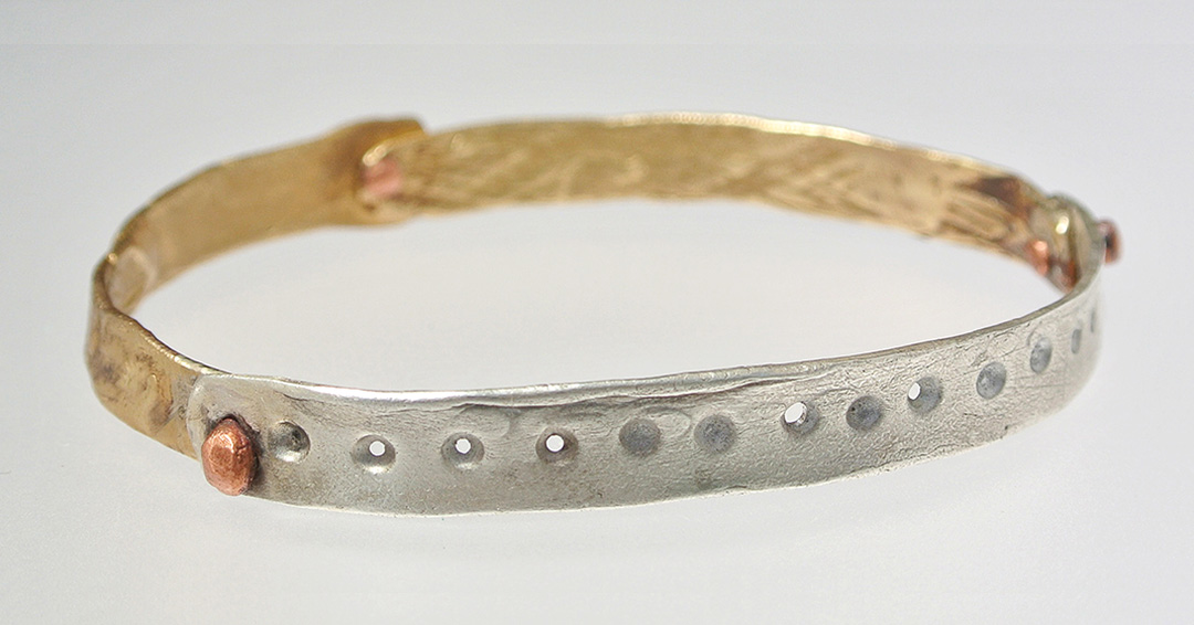 Silver and Copper Bangle Bracelet picture