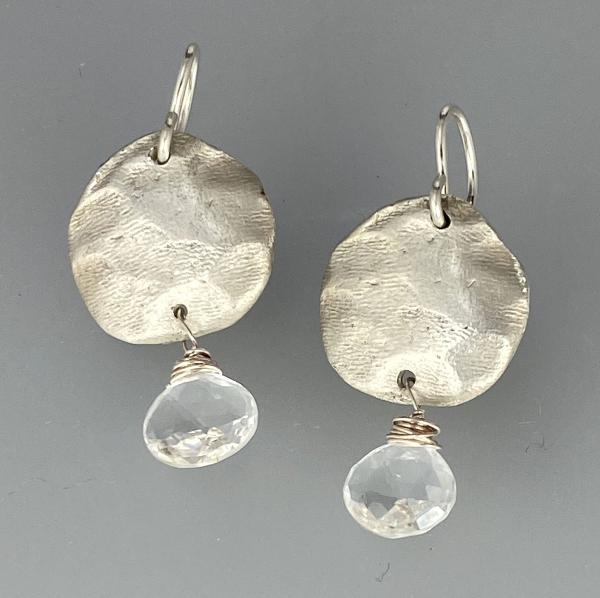 Silver Coin Earrings with Clear Quartz