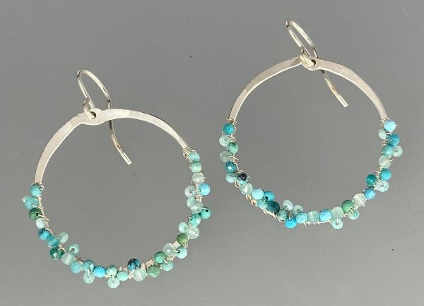 Silver Hoops and gems earrings picture