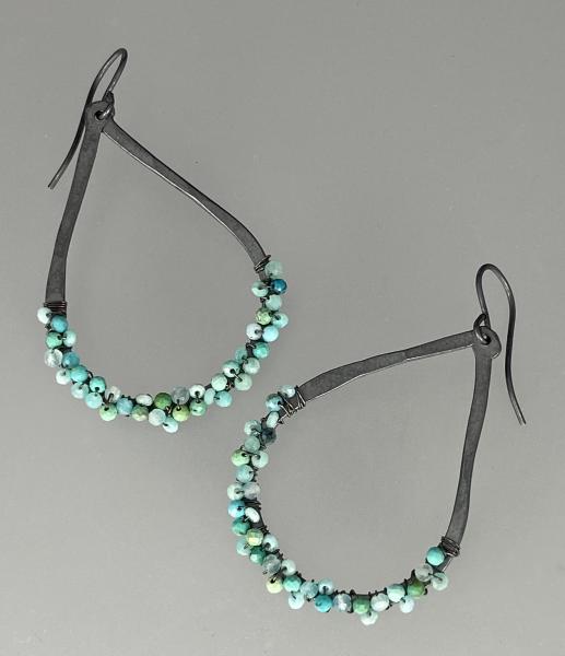 Oxidized Silver Teardrop gems earrings picture