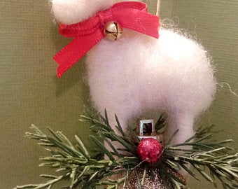 Lamb Felted on Ornament