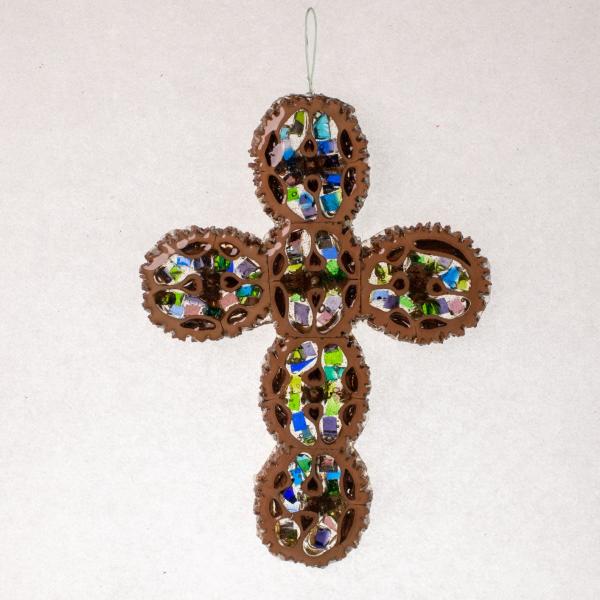 Black walnut shell cross - blue picture