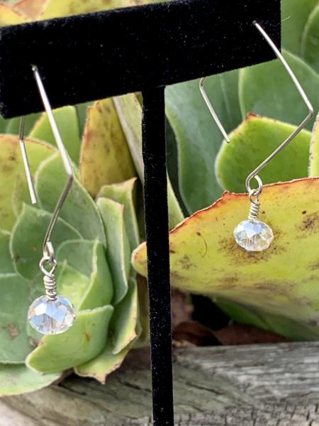 Crystal square drop earrings serling silver