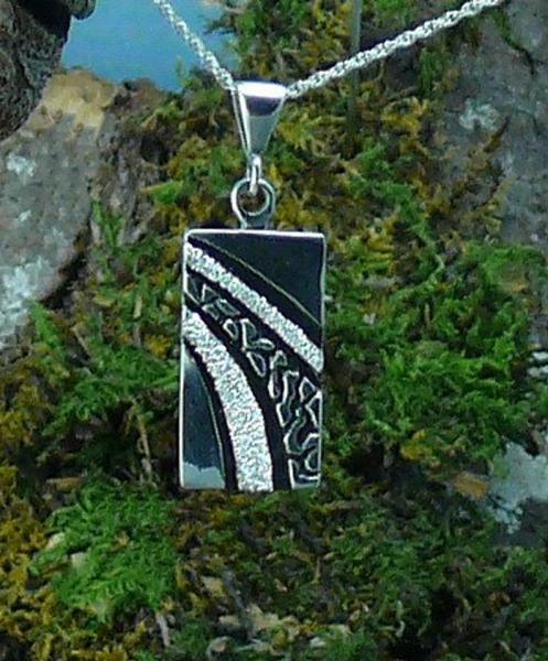 Waterfall Diamond Pave' Sterling Silver Pendant, Large picture