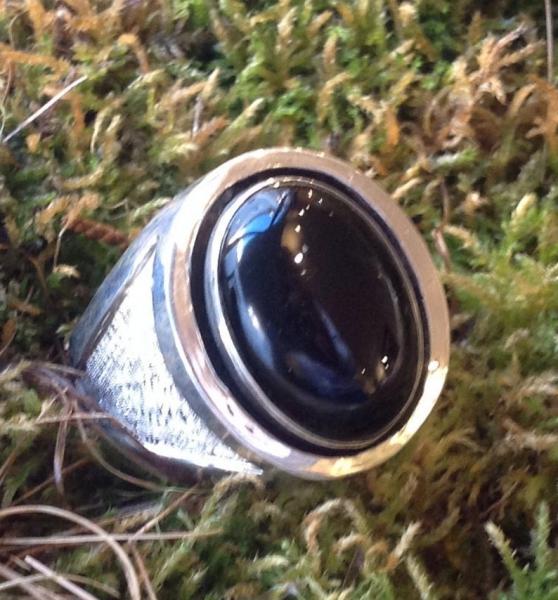 Oval Mans Ring Sterling Silver with onyx.