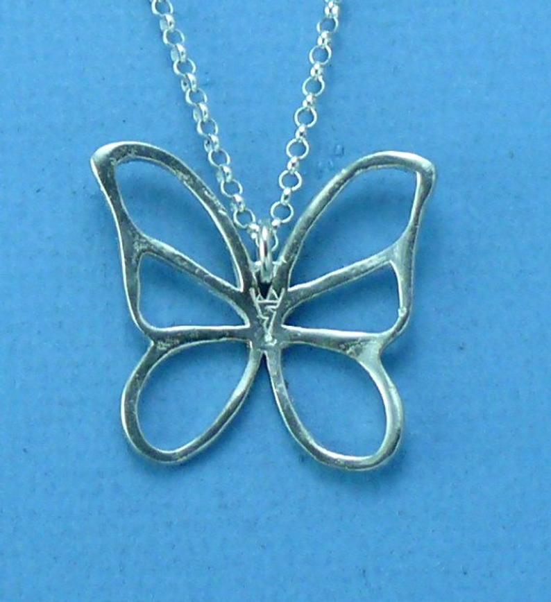 Butterfly Sterling Silver Pendant with Diamond Pave' Tooling picture