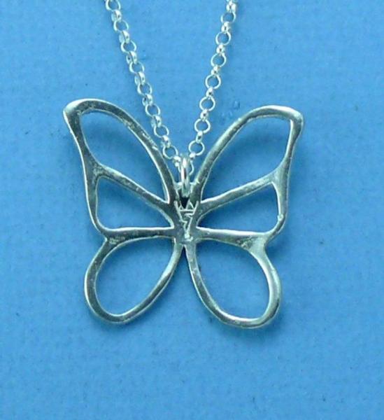 Butterfly Sterling Silver Pendant with Diamond Pave' Tooling picture