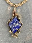 Nugget Lapis 14kt gold Pendant One of a Kind