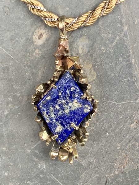 Nugget Lapis 14kt gold Pendant One of a Kind picture