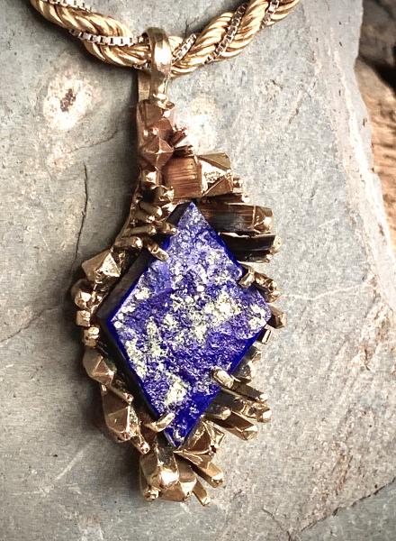Nugget Lapis 14kt gold Pendant One of a Kind picture