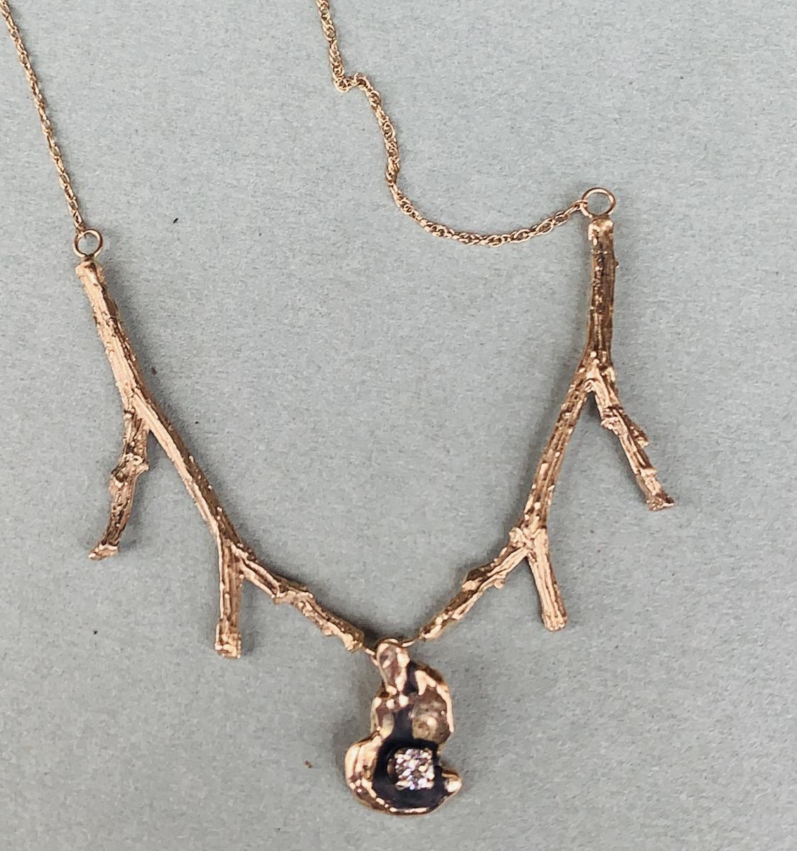 Twig Diamond Water drop 14kt yellow gold picture