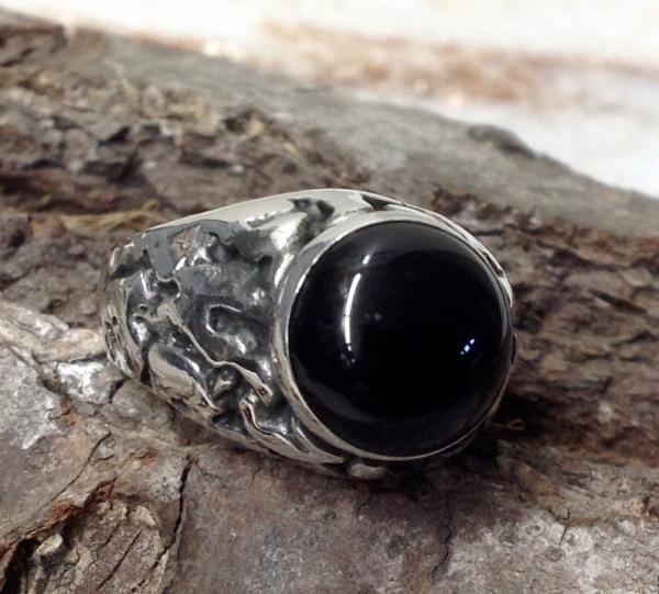 Nugget Ring Sterling Silver with Onyx