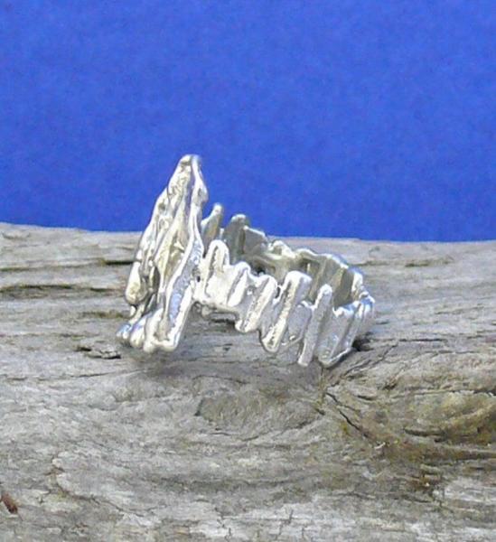 Straw Cast Sterling Silver Driftwood Ring picture