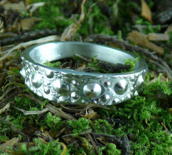 Sea Urchin Ring Narrow Sterling Silver Band picture