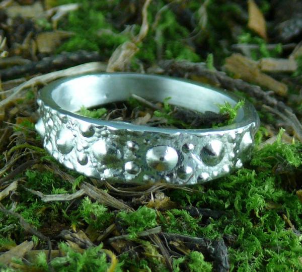 Sea Urchin Ring Narrow Sterling Silver Band