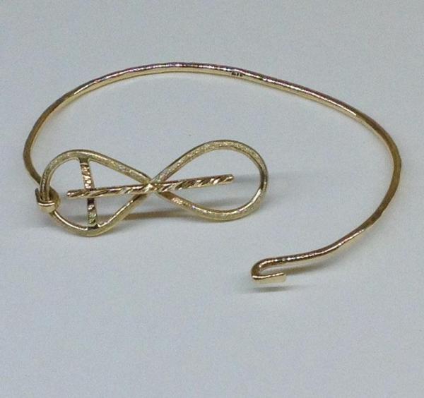 Infinity Bracelet, Bangle, 14 Kt yellow gold Wedding Jewlery, Bridal Party Gift, Bridesmaid Gift Jewelry, picture