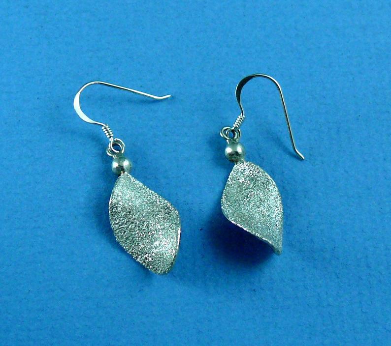 Twist Wave Earrings Sterling Silver Diamond Pave' picture