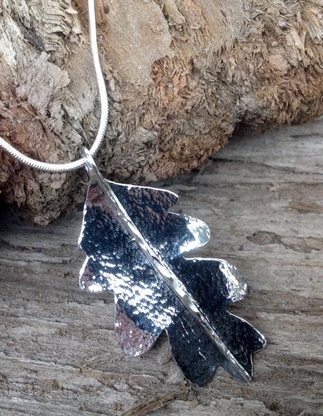 Oak Leaf Pendant Sterling Silver hammered picture