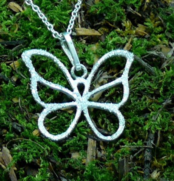 Butterfly Sterling Silver Pendant with Diamond Pave' Tooling picture