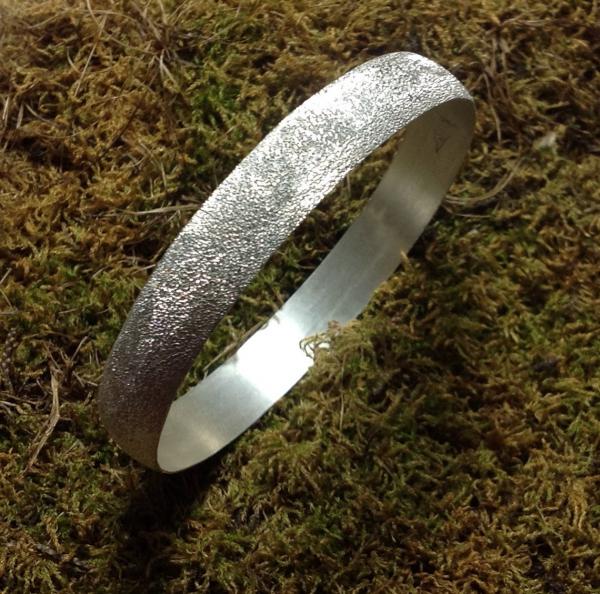 Bangle bracelet Sterling Silver, Diamond Pave' Tooled Wedding Jewlery, Bridal Party Gift, Bridesmaid Gift Jewelry,