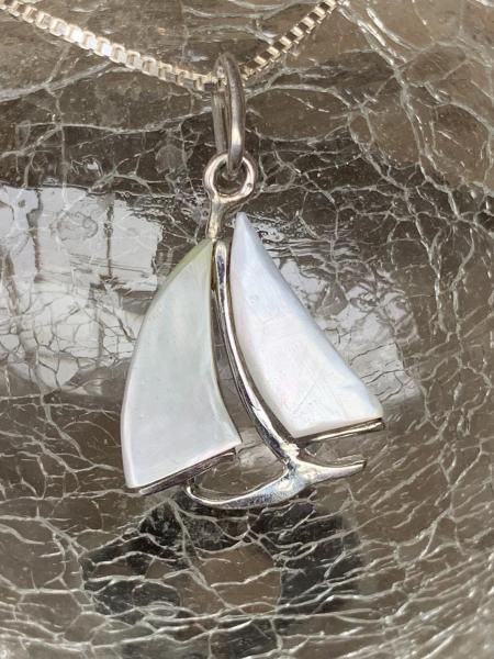 Sail Boat Pendant Sterling Silver with Mother of Pearl picture