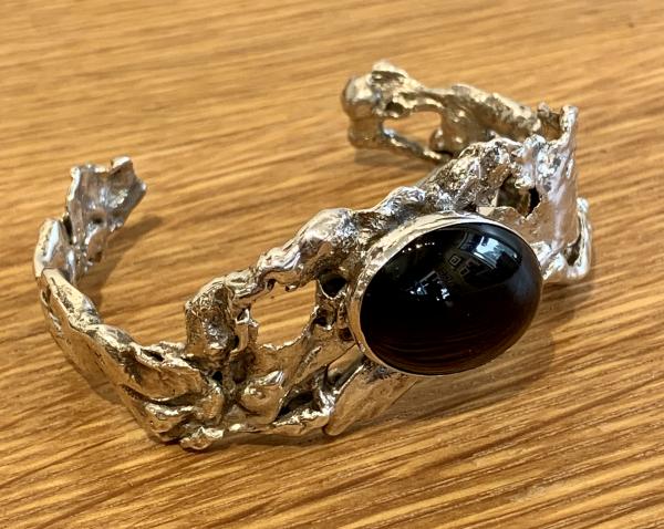 Onyx and water cast bracelet sterling silver