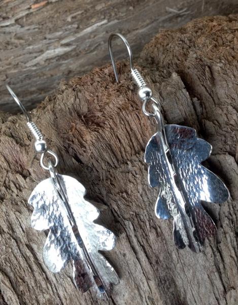 Oak Leaf Earrings Sterling Silver hammered