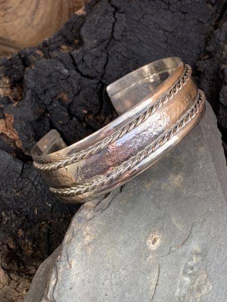 Sterling cuff bracelet 3/4" wide with twisted wires picture